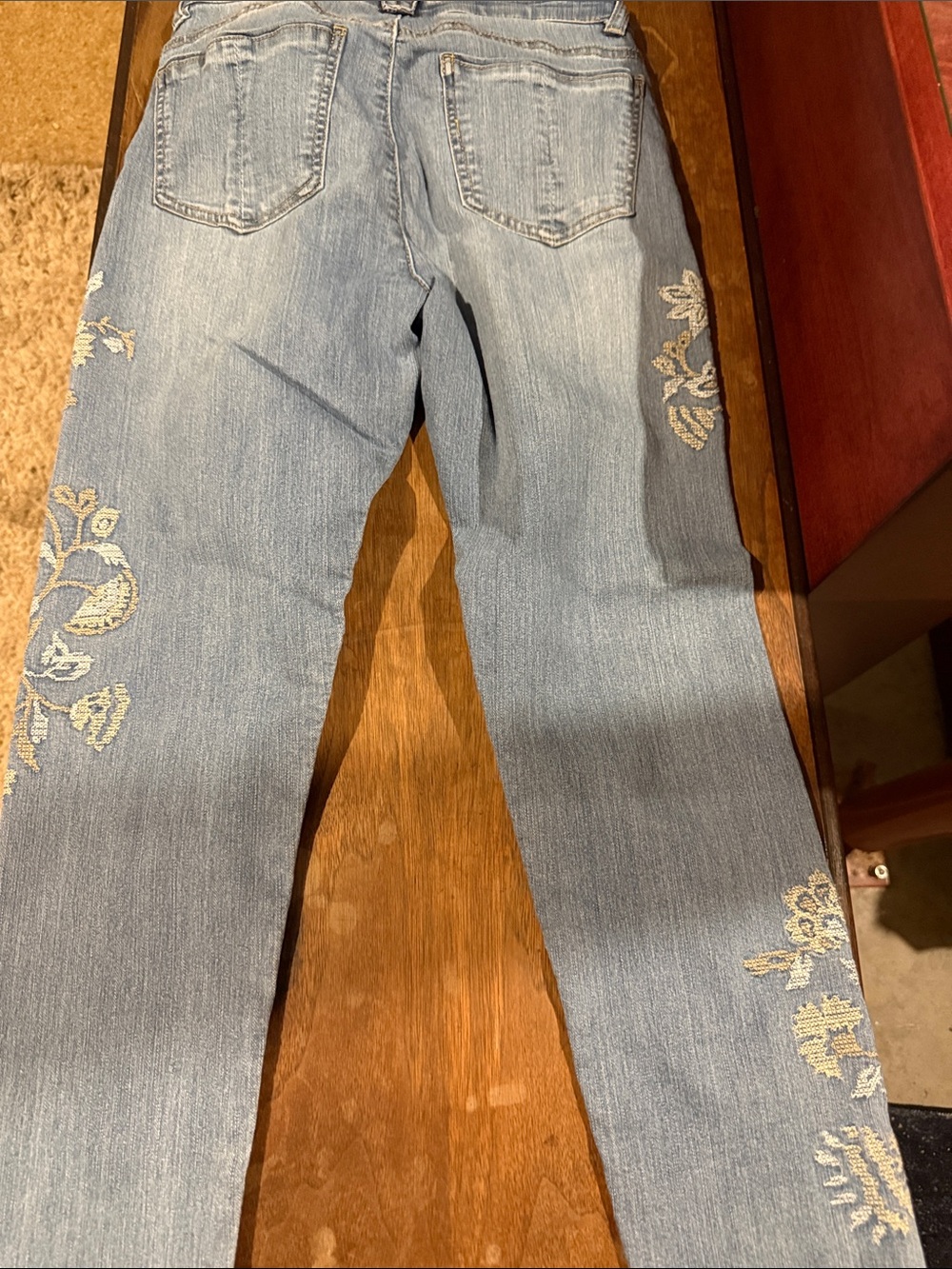 Democracy Light Blue Straight Leg Jeans with Floral Embroidery - Picture 4 of 4
